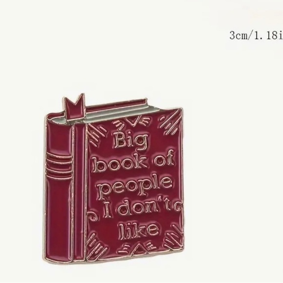 Vintage Style Brooch PinBig Book of People I Don't Like"Quirky Novelty NWT - Picture 4 of 5